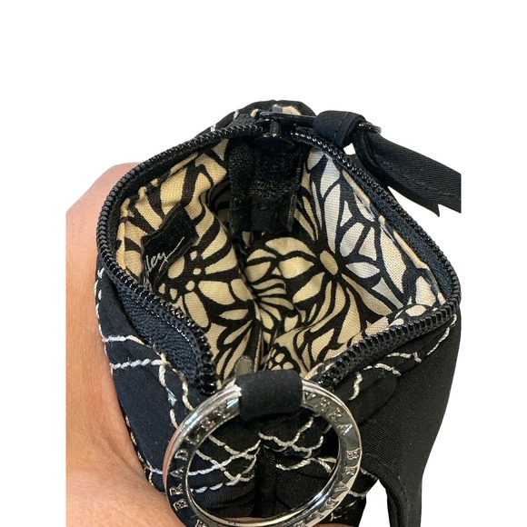 Vera Bradley‎ Black Quilted Coin Purse Keychain Key Ring Wallet Small Pouch - Picture 10 of 11